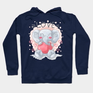 elephant love cartoon Hoodie